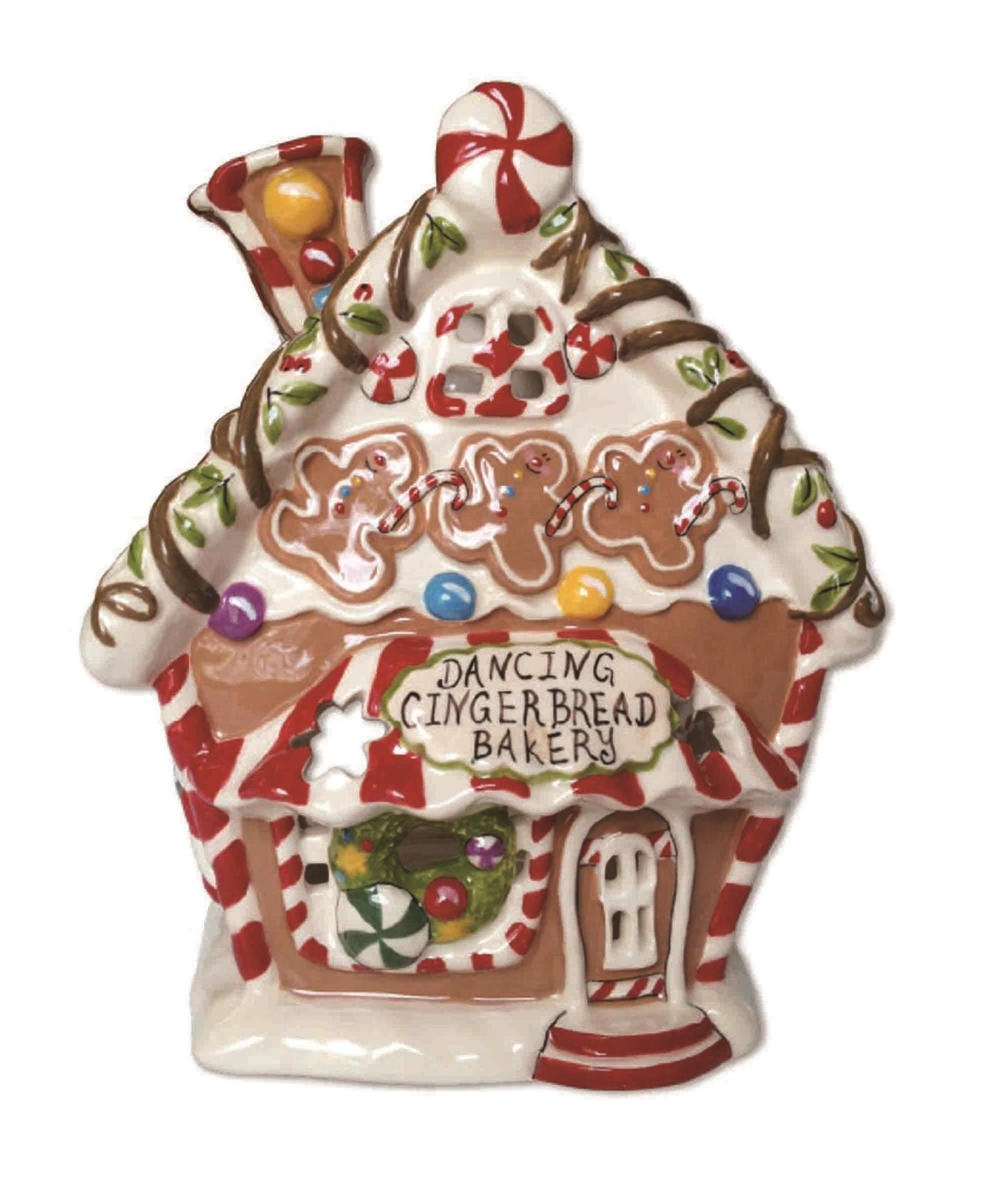 Blue Sky Ceramics Dancing Gingerbread Bakery Candle House, Multi (1840)