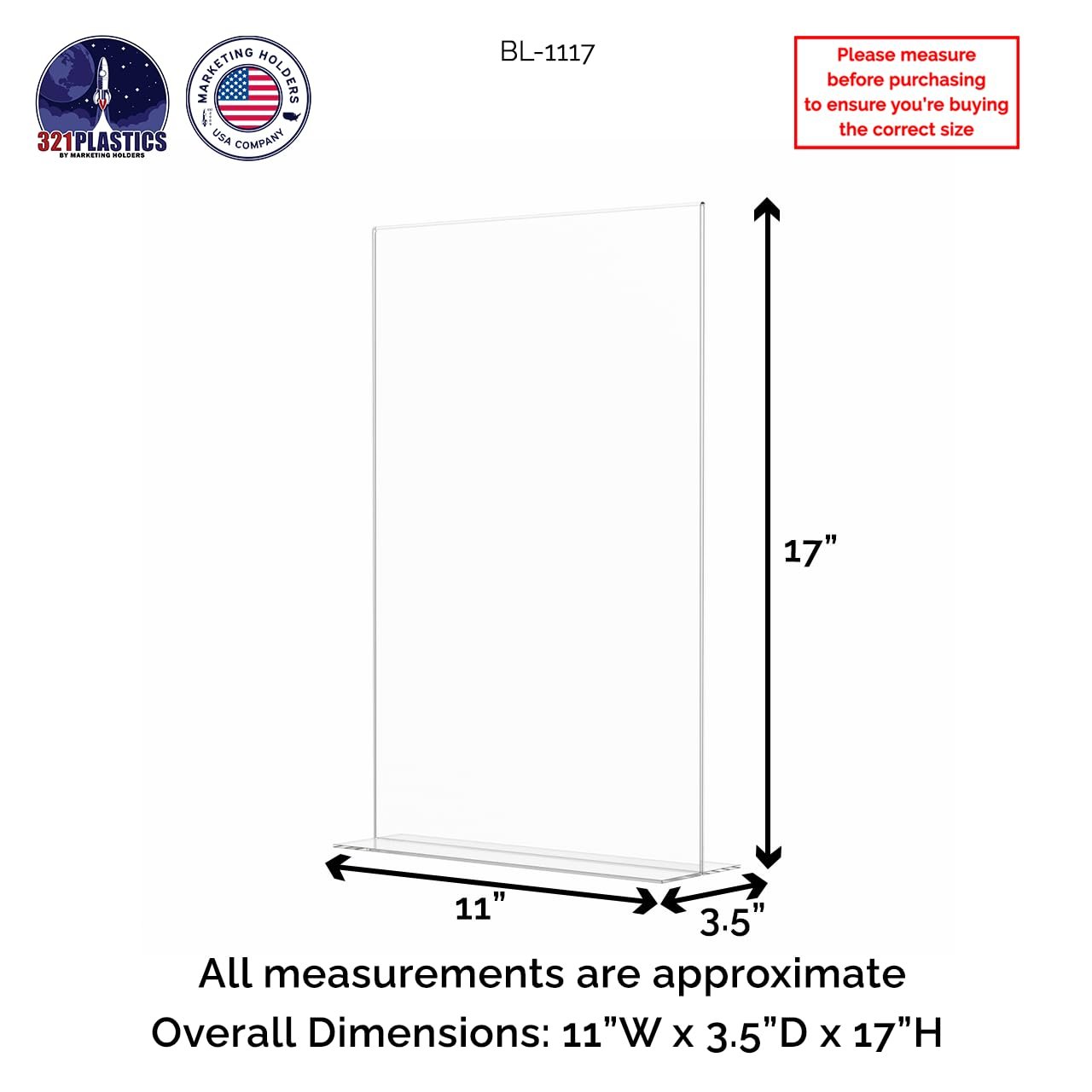 Marketing Holders Sign Holder Display for Literature Tabletop Menu Stand for Restaurants Nightclubs and Bars Acrylic