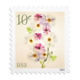 Poppies and Coneflowers 2024 10-Cent (Sheet of 20) Ten-Cent Denominated Mail-use Additional Postage Stamps