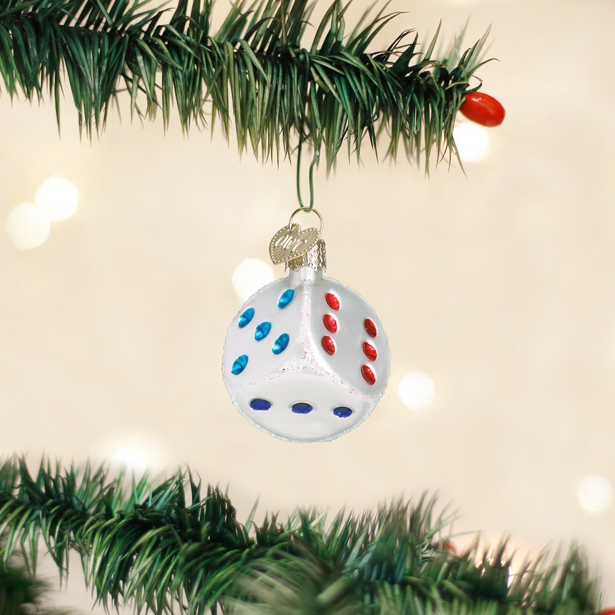 Old World Christmas Vegas Baby Glass Blown Ornaments for Christmas Tree, Dice
