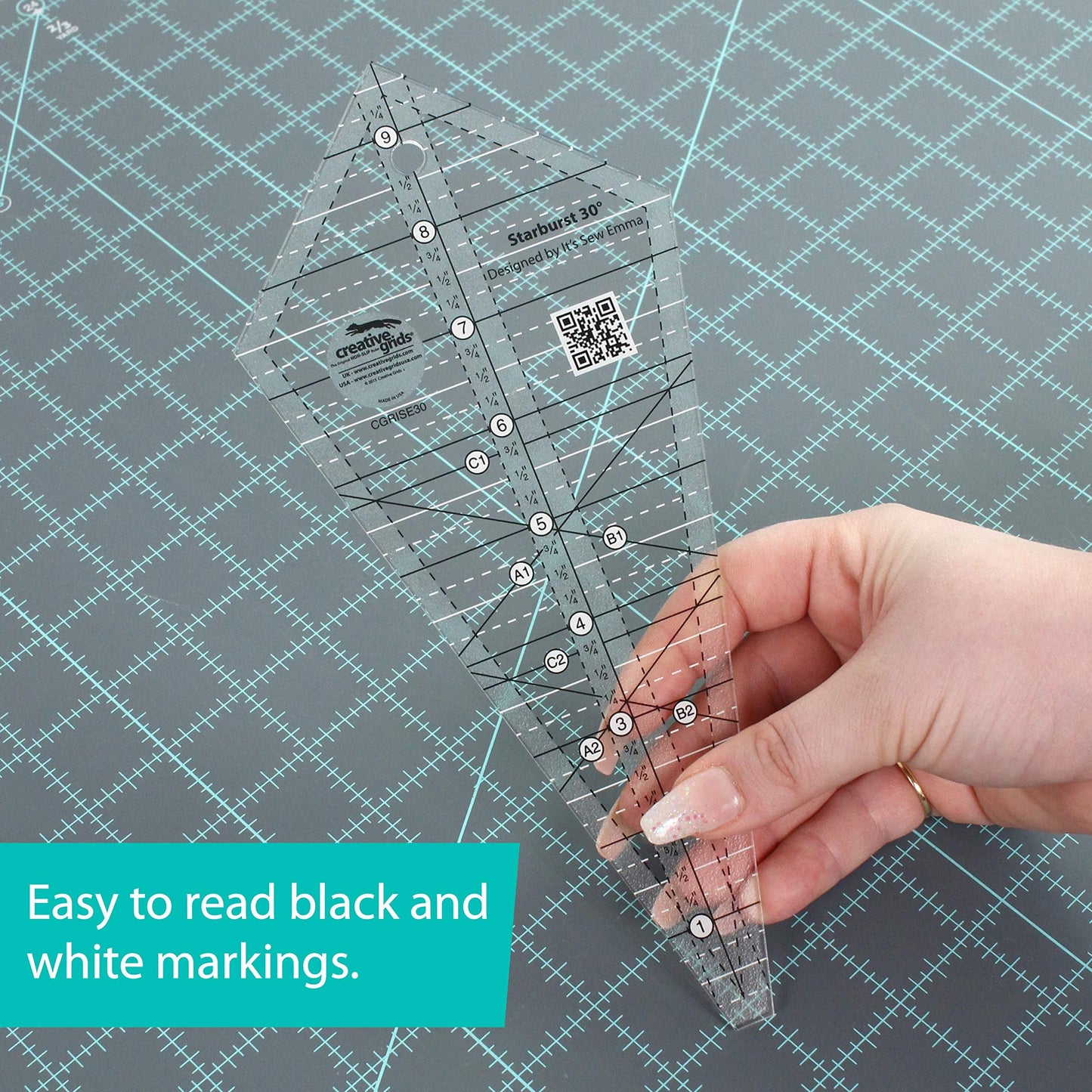 Creative Grids Starburst 30 Degree Triangle Quilt 9-1/2in Ruler - CGRISE30