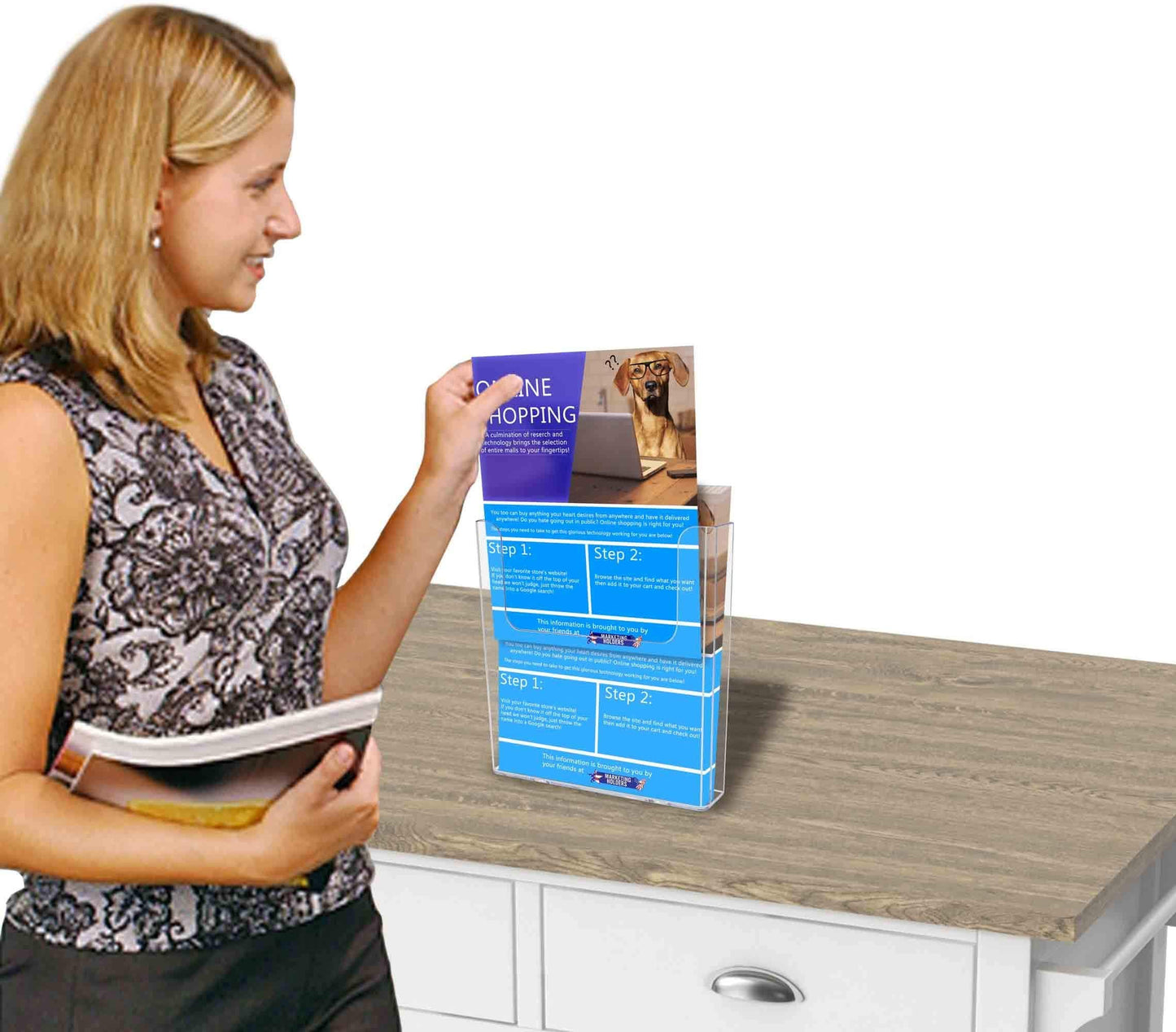 Marketing Holders File Catalog Rack Wall Mount 8.5" w Pamphlets Magazine Literature Display Clear Acrylic