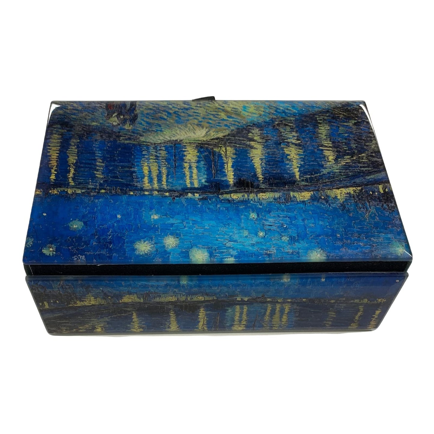 Value Arts Vincent Van Gogh Keepsake Box, Starry Night at the Rhone Jewelry & Trinkets Beveled Glass, Lined, Hinged Lid