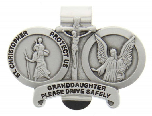 McVan Granddaughter Please Drive Safely St. Christopher Visor Clip