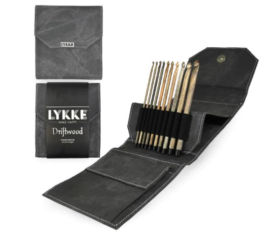 LYKKE Driftwood Crochet Hook Set - Grey Denim Case