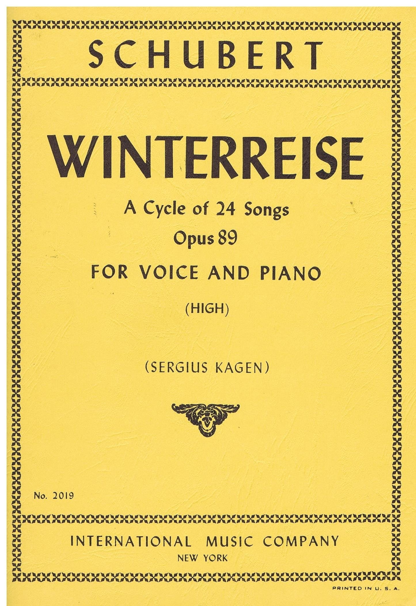 Schubert Winterreise A Cycle of 24 Songs Op.89 for Voice and Piano (High)