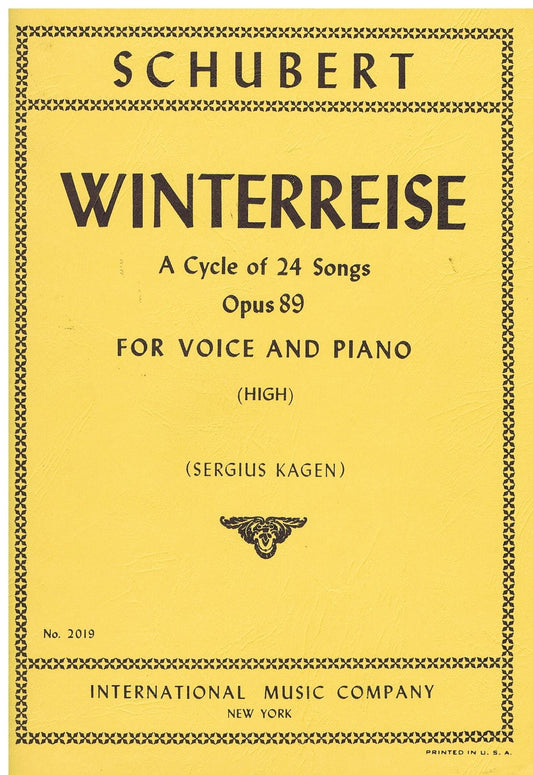 Schubert Winterreise A Cycle of 24 Songs Op.89 for Voice and Piano (High)