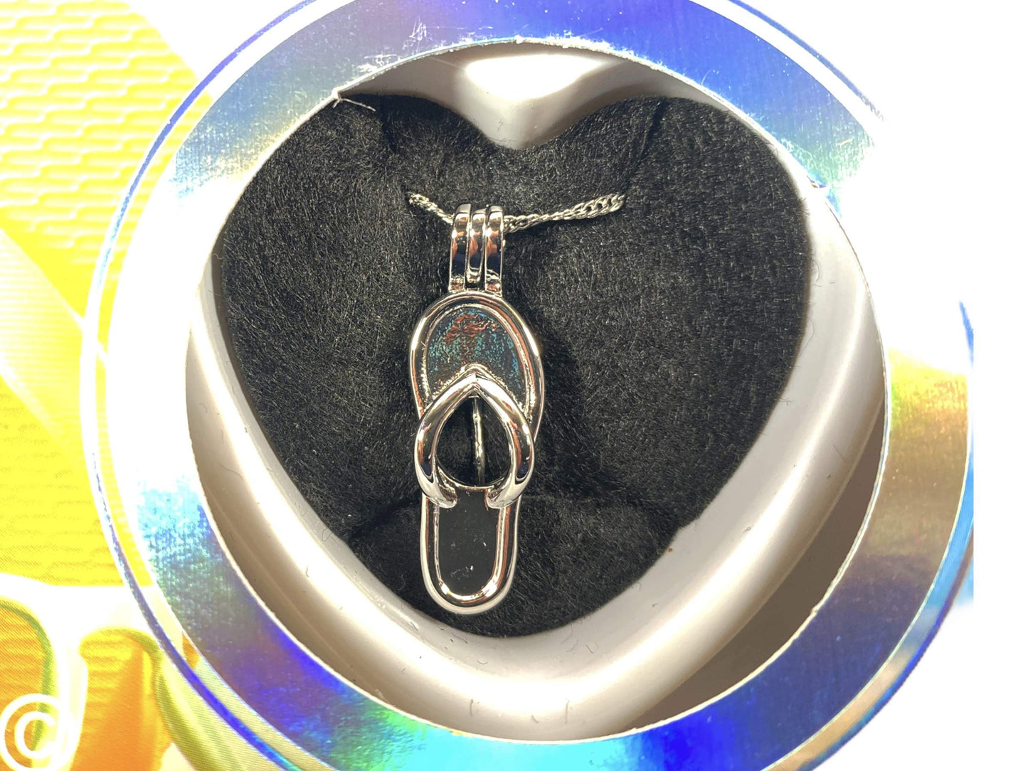 Love Wish Pearl Kit Chain Necklace Pendant With Cultured Pearl and Stainless Steel Chain 16" (Flip Flops)