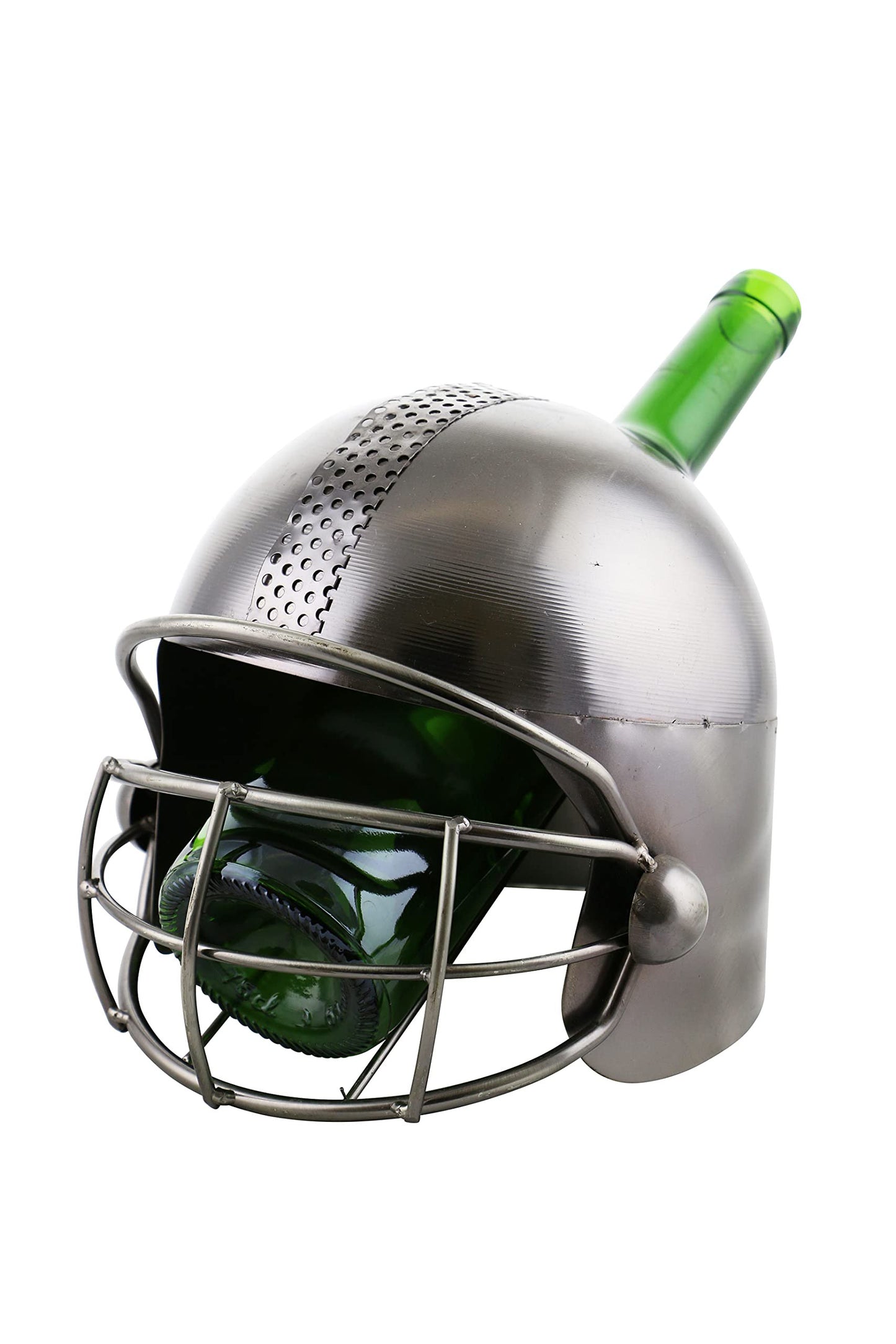 Wine Bodies Football Player Helmet Metal Wine Bottle Holder, Charcoal