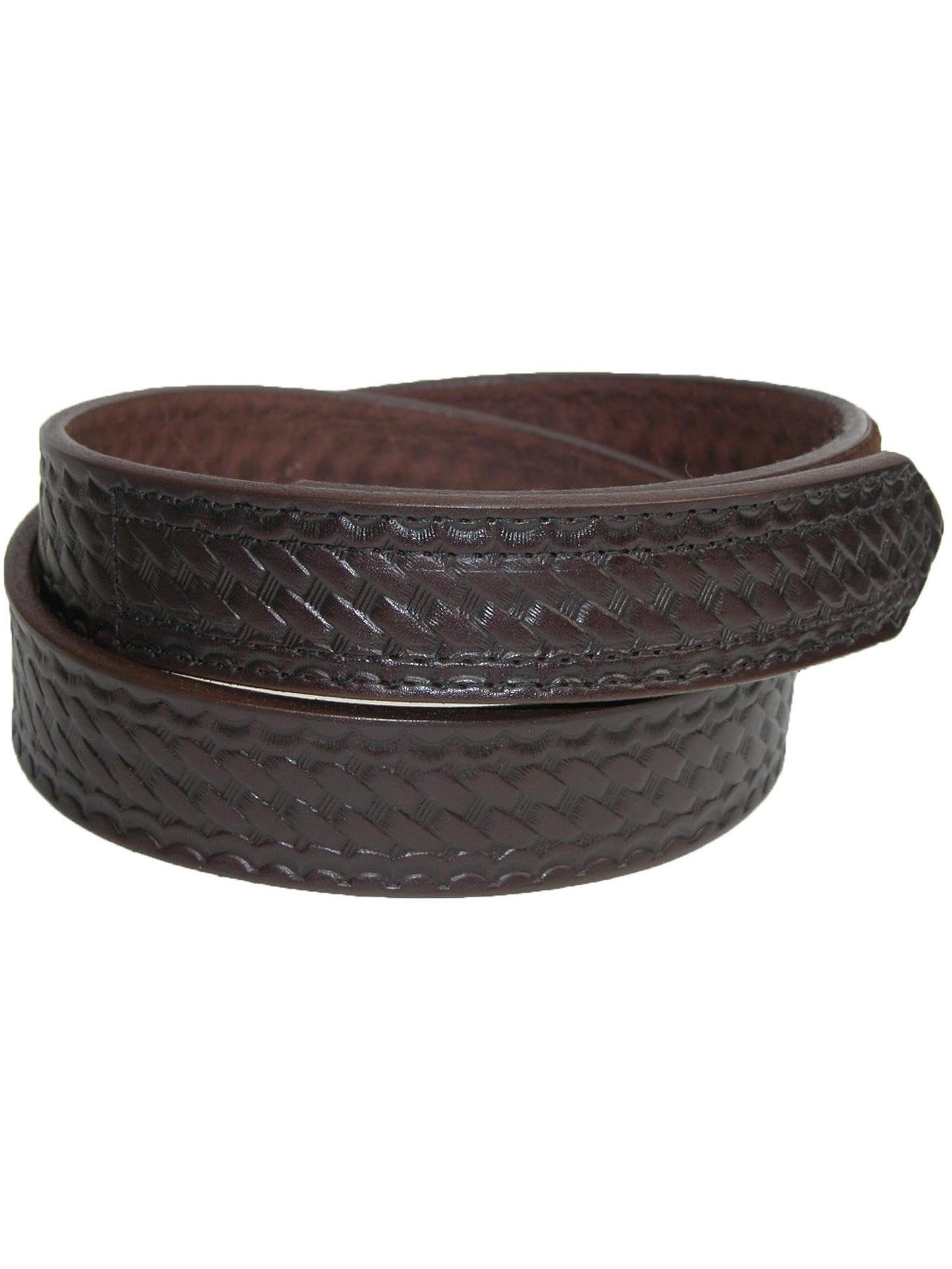Boston Leather Men's Leather Basketweave Hook and Loop Mechanics Belt