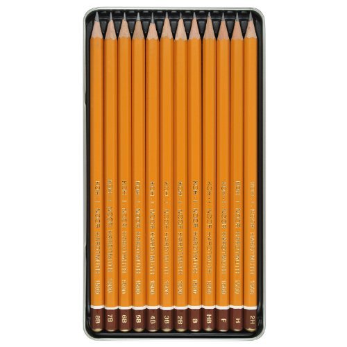 Koh-I-Noor Toison d'Or Graphite Pencil Artist Set, 8B-2H Degrees, 12 Pencils Per Tin, 1 Each (FA1502/11.12)