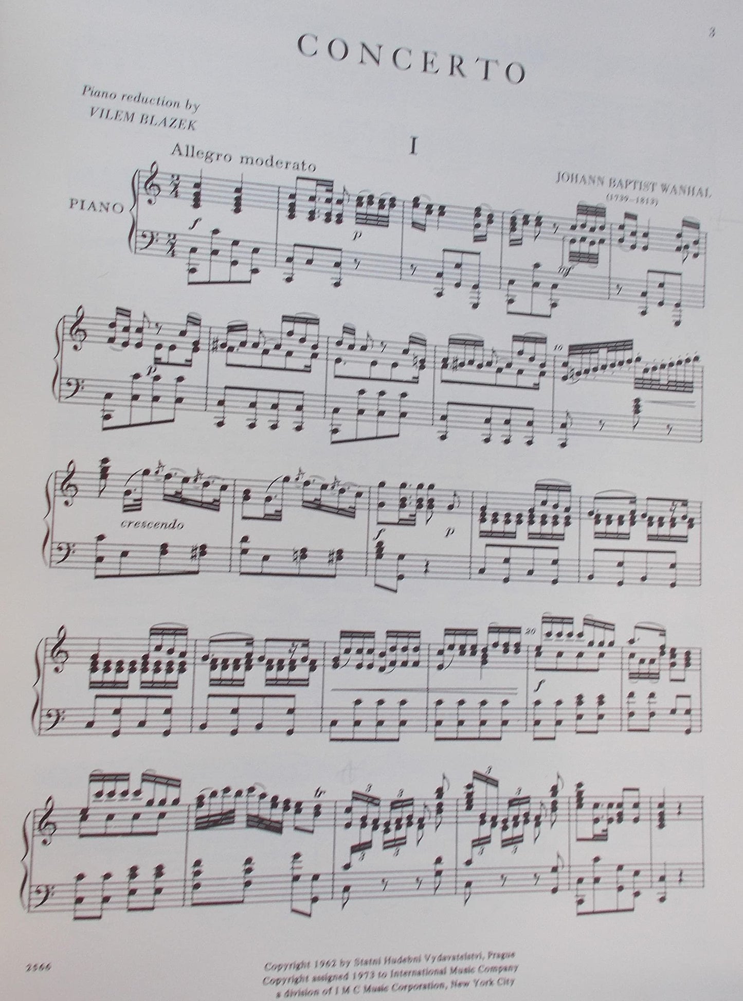 Vanhal - Concerto In C Major For Viola and Piano Edited by Plichta Published by International Music Company
