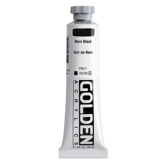 Heavy Body Acrylics by GOLDEN, Mars Black, 2 fl. oz. Tube, Professional Acrylic Paint, Opaque