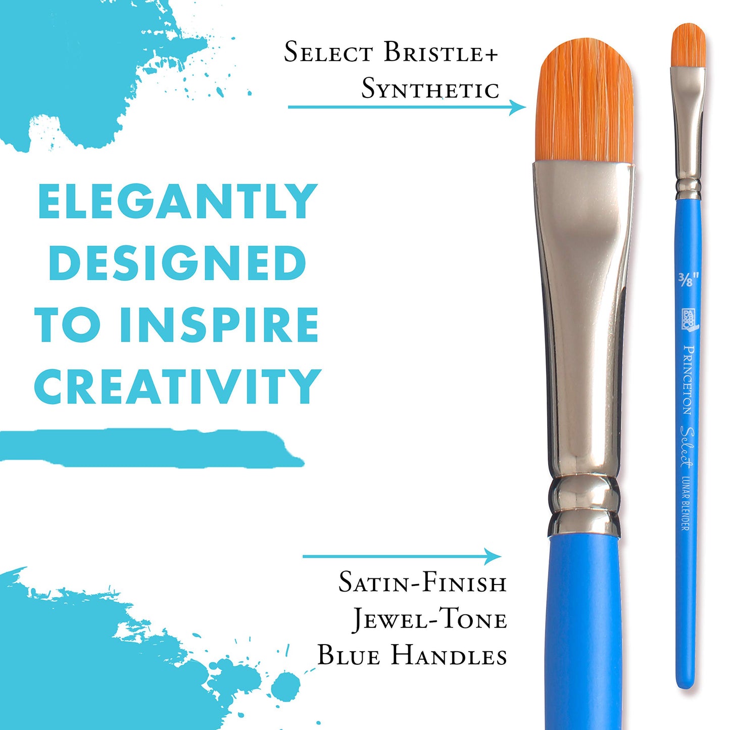 Princeton Select Artiste, Series 3750, Paint Brush for Acrylic, Watercolor and Oil, Lunar Blender, 3/8 Inch