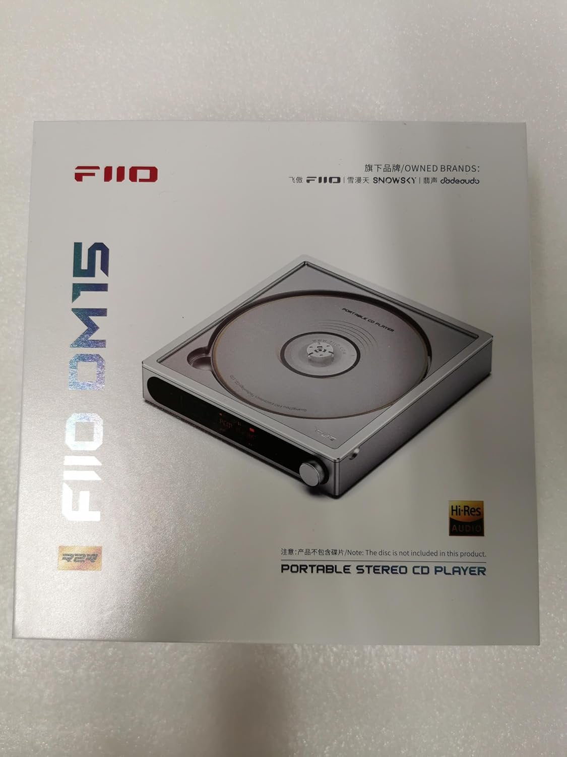 FiiO DM15 Portable Stereo CD Player with True 24Bit R2R DAC, 1150mW+1150mW High-Power Output, aptX Adaptive Bluetooth Transmitter, 24 Sound Presets, USB/CD HiFi Audio, HD Display (Silver)