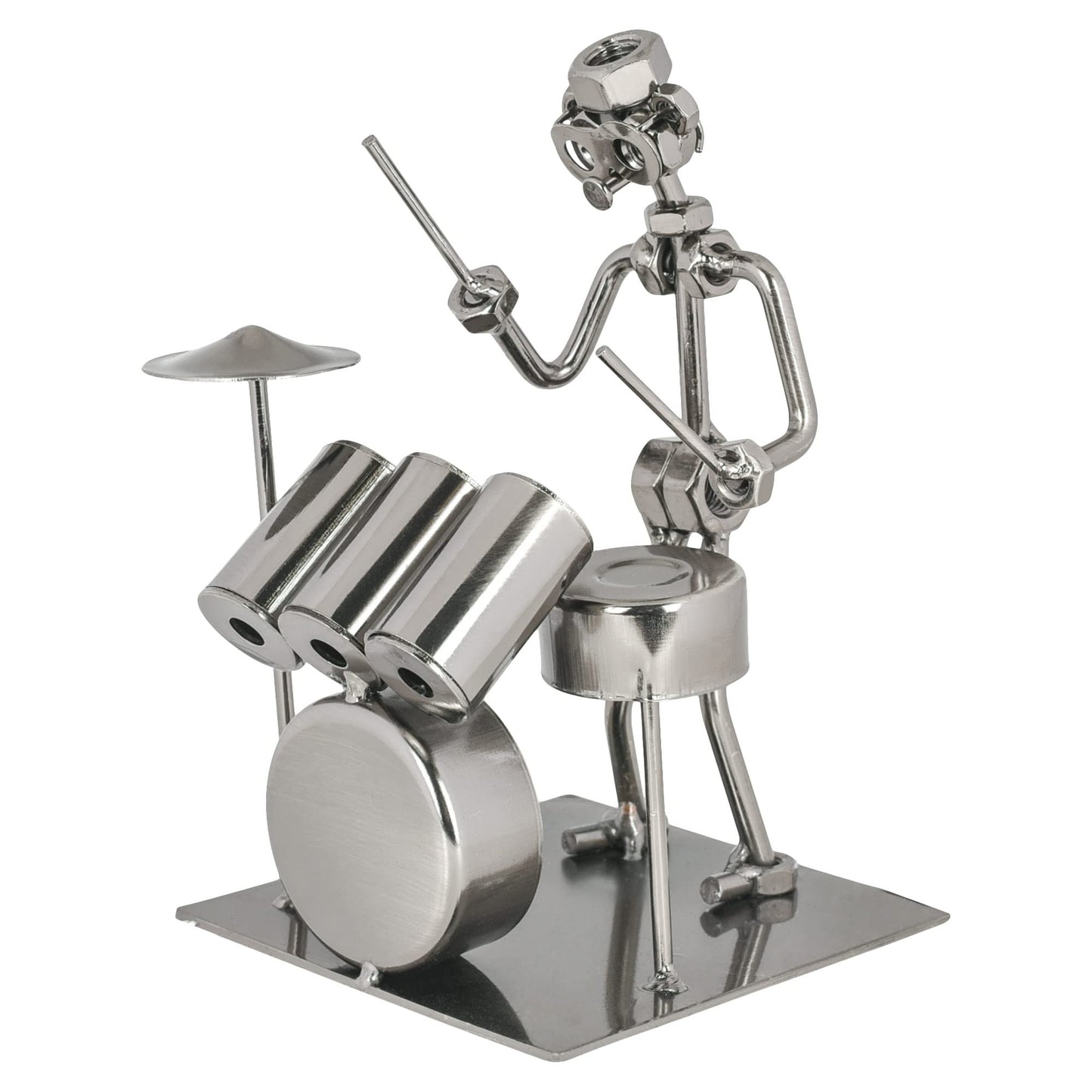 Broadway Gift Co. Classic Silver Tone Drummer 7 inch Metal Table Top Figurine