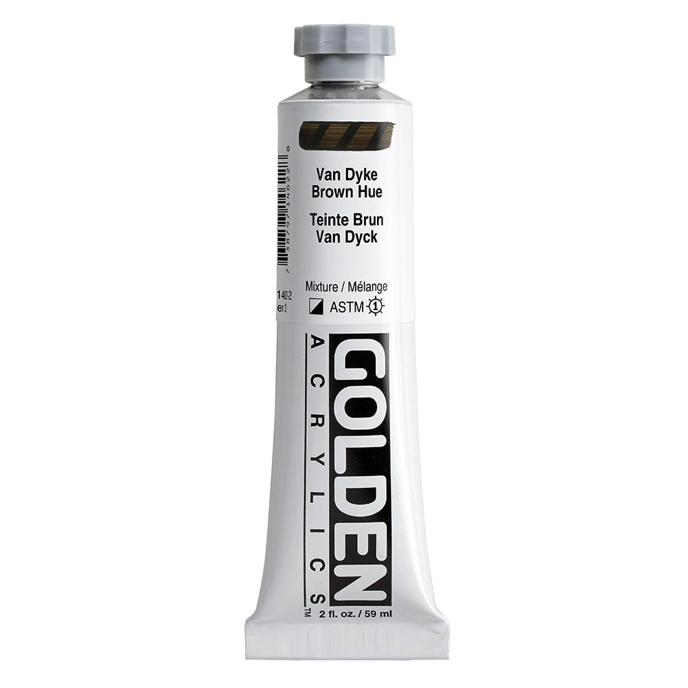 Heavy Body Acrylics by GOLDEN, Van Dyke Brown Hue, 2 fl. oz. Tube, Professional Acrylic Paint, Semi-Opaque