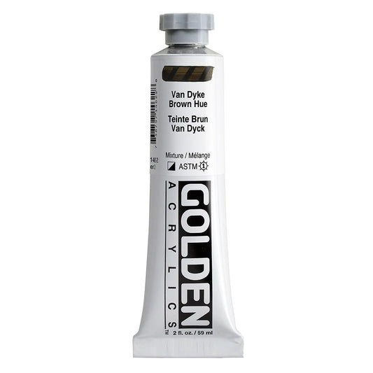 Heavy Body Acrylics by GOLDEN, Van Dyke Brown Hue, 2 fl. oz. Tube, Professional Acrylic Paint, Semi-Opaque