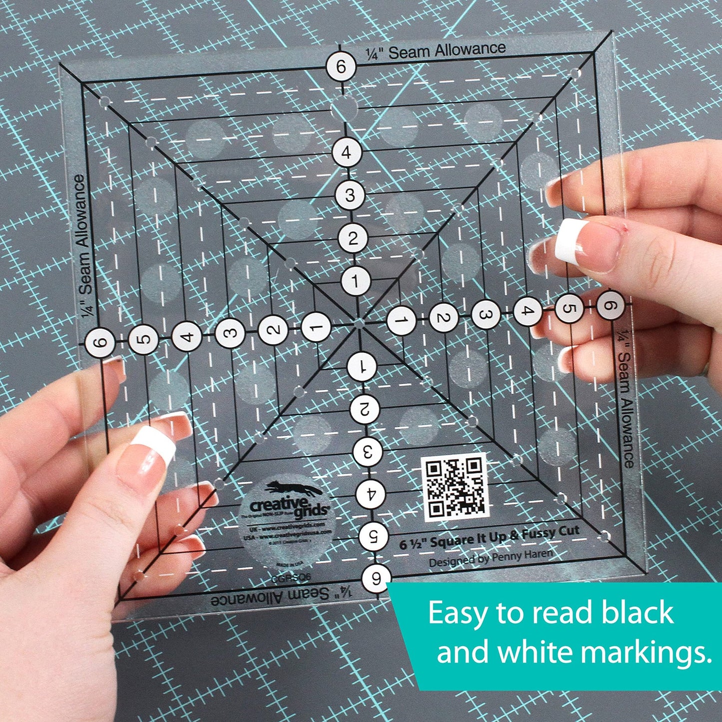 Creative Grids 8-1/2in Square It Up or Fussy Cut Square Quilt Ruler - CGRSQ8