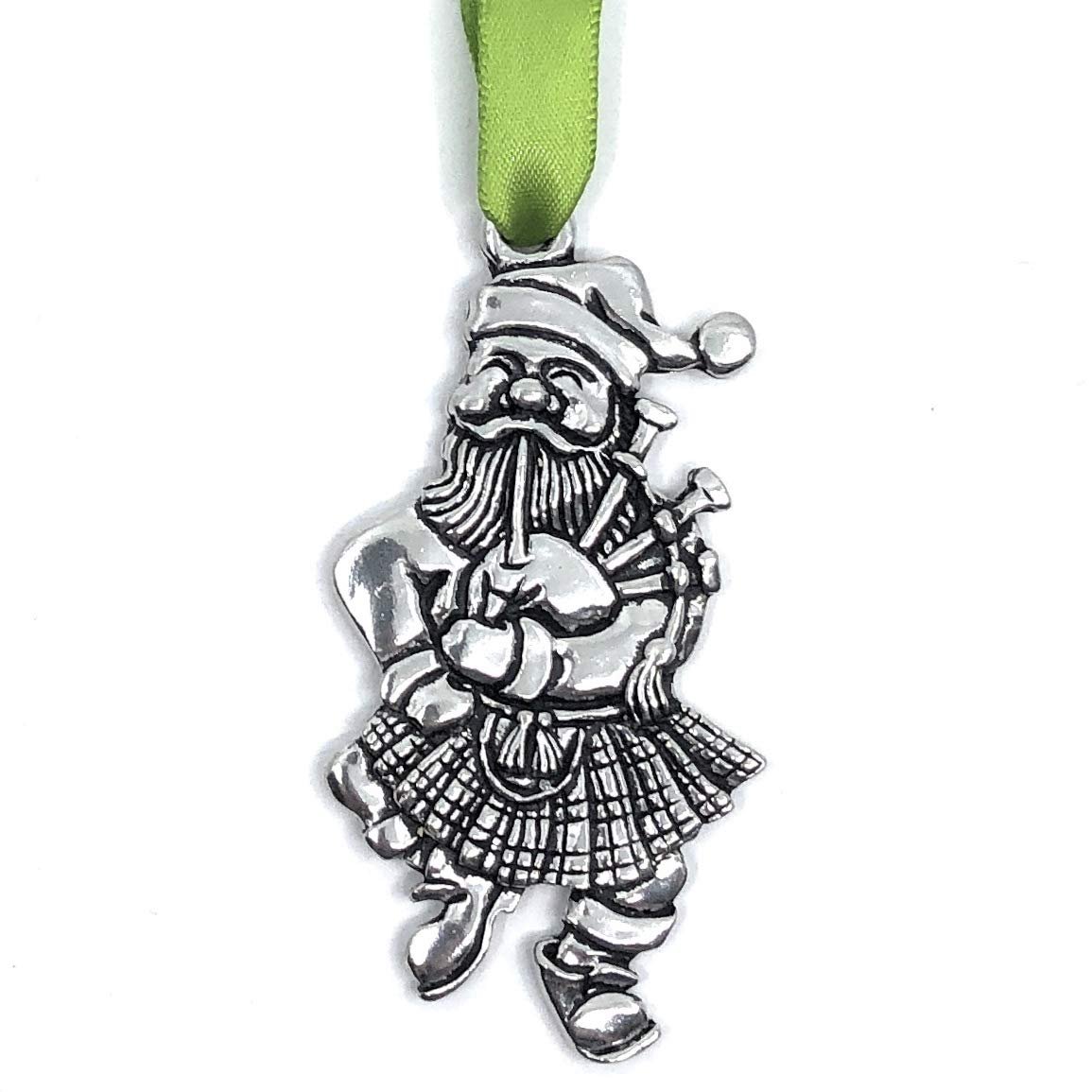 Handmade Santa Bagpipes in Kilt Clan Scottish Music Christmas Pewter Ornament