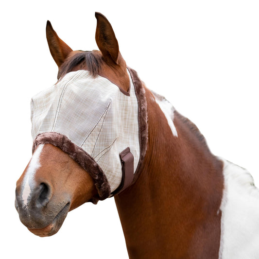 Kensington Fly Mask with Fleece Trim for Horses — Protects Face and Eyes Helps Block Sun Rays While Allowing Full Visibility — Breathable and Non Heat Transferring
