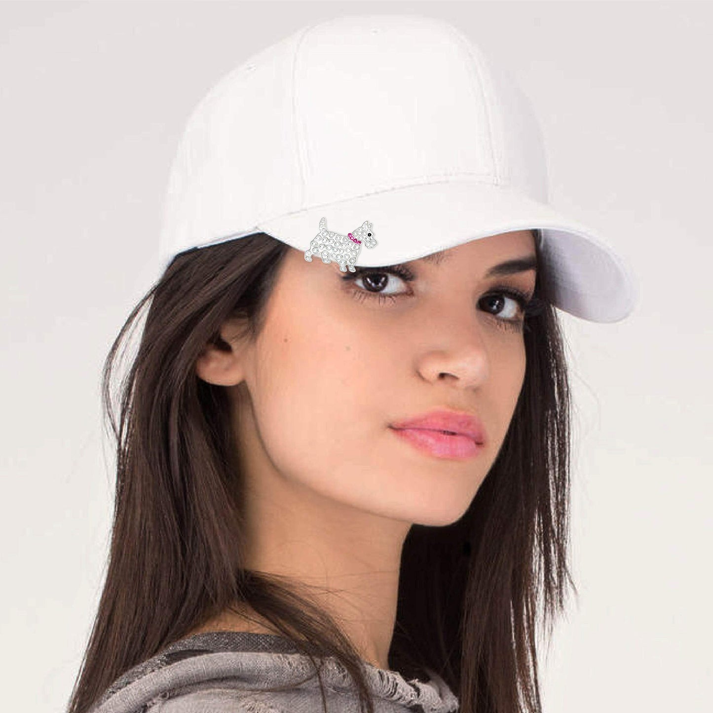 NAVIKA Pink Scottie Dog Golf Ball Marker with Austrian Crystals | Magnetic Hat Clip Included | Dog Themed Golfing Accessory | Gift for Women and Junior Golfers | Puppy Marker