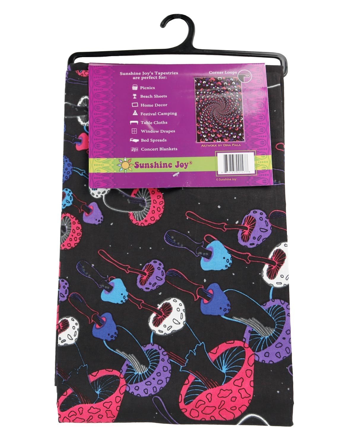 Sunshine Joy 3D Magic Mushroom Spiral Tapestry Wall Art Beach Sheet Huge 60x90 Inches - Amazing 3D Effects