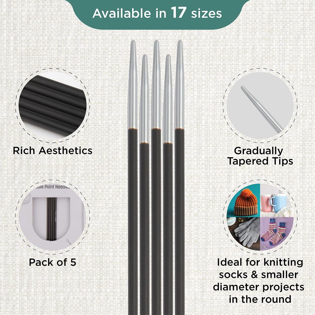 KnitPro Karbonz Double Pointed Needles 8" (20cm)