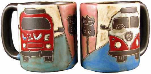 Mara Stoneware Mug - Love Bus - 16 oz - Set of 2 Mugs