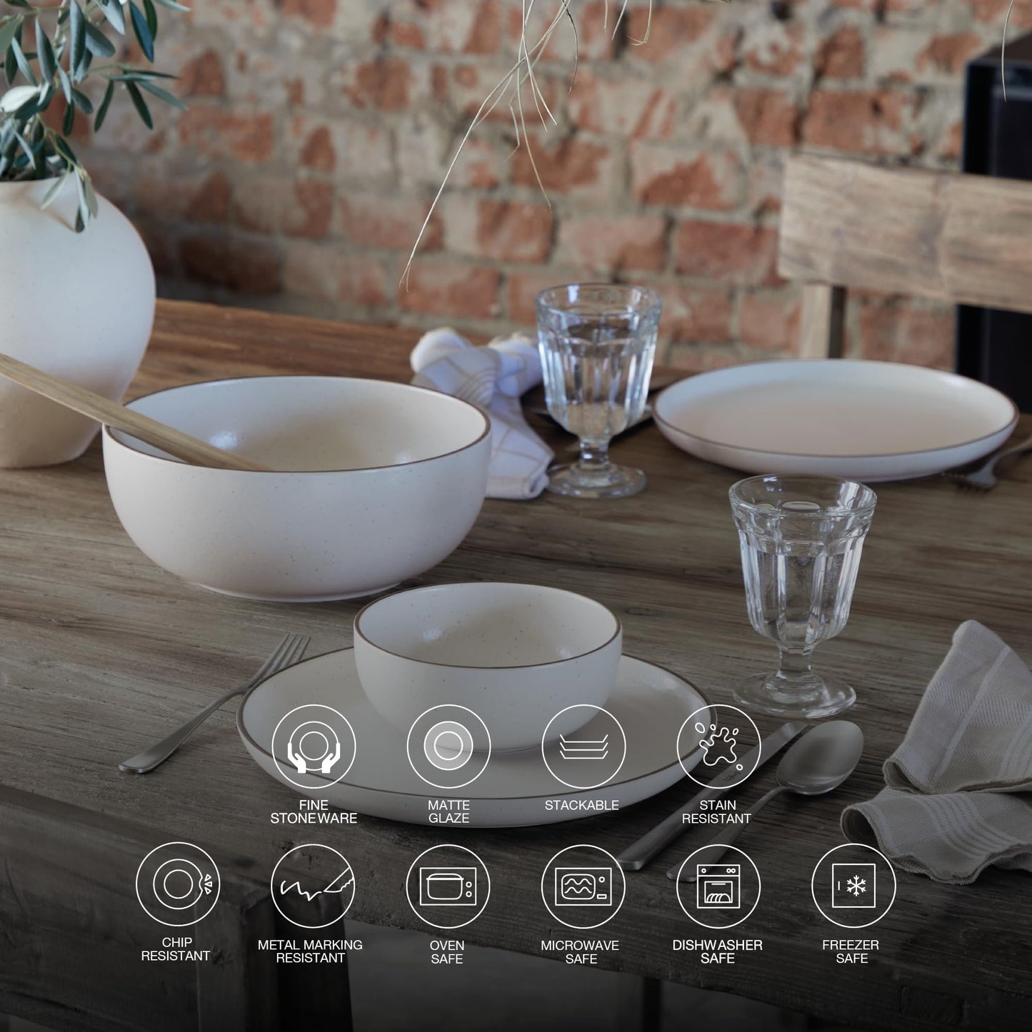 Casafina Ceramic Stoneware - Monterosa Collection | Microwave & Dishwasher Safe Dinnerware | Food Safe Glazing | Restaurant Quality Tableware
