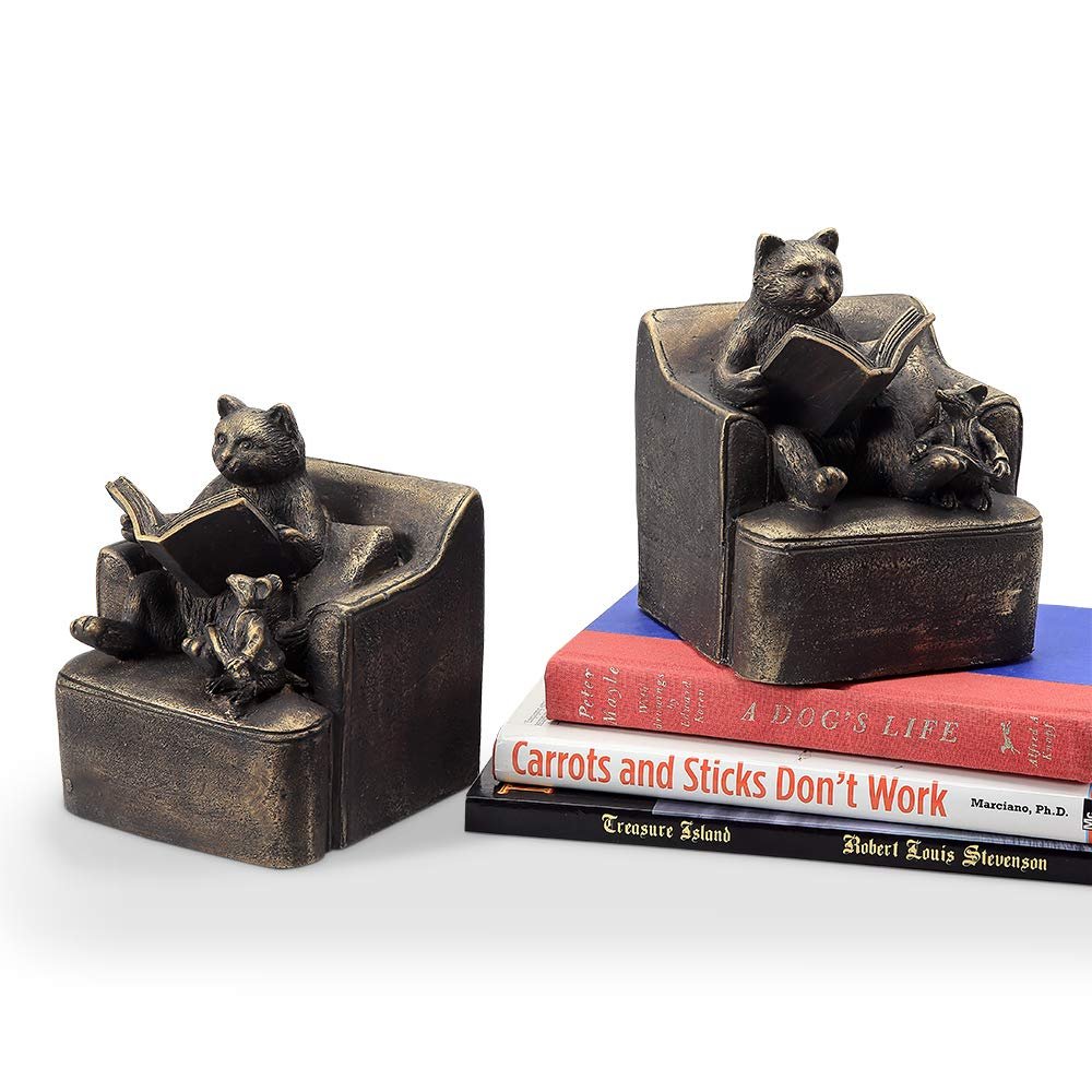 SPI Reading Friends Cat & Mouse Bookends Pair