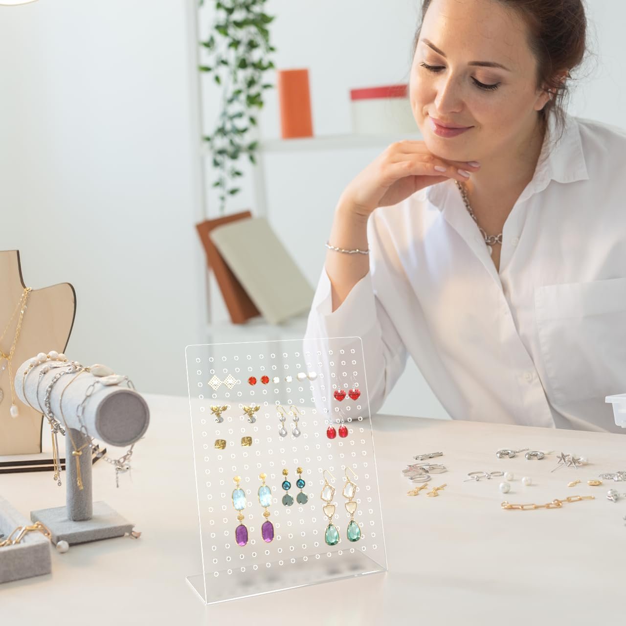 Marketing Holders Earring Display Stand 120 Pair Slant Back Clear Acrylic for Hoops Studs or Dangles Craft Fairs Art Shows Jewelry Designers Secondhand Shops Accessory Outlets Portable Neat