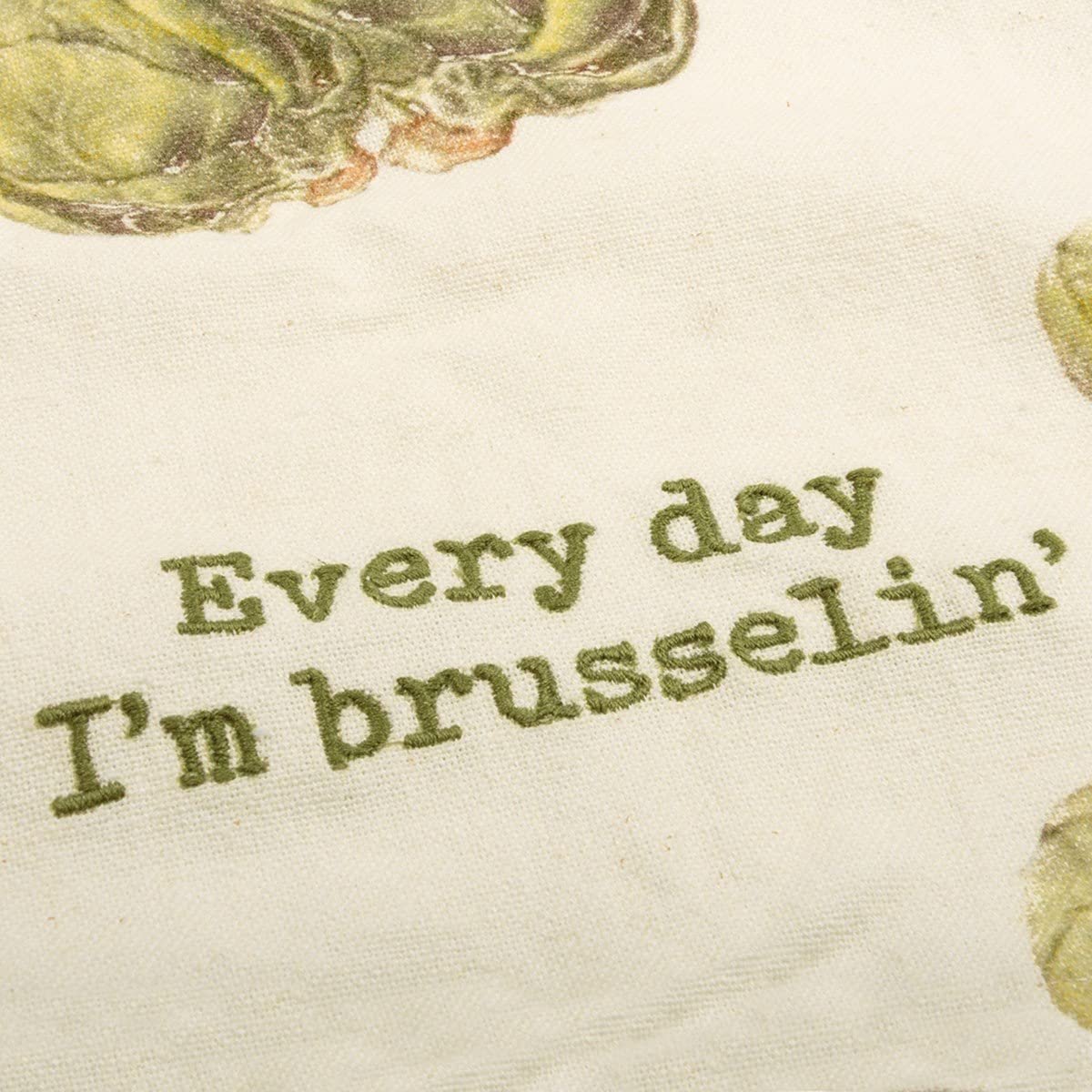 Primitives by Kathy Garden Pun Kitchen Dish Towel - 108964 Every Day I'm Brusselin', 18x28-inch