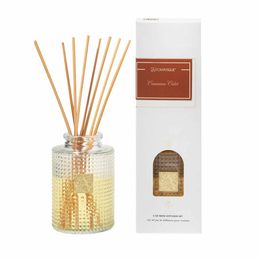 Aromatique CINNAMON CIDER Reed Diffuser Gift Set Square Glass Bottle