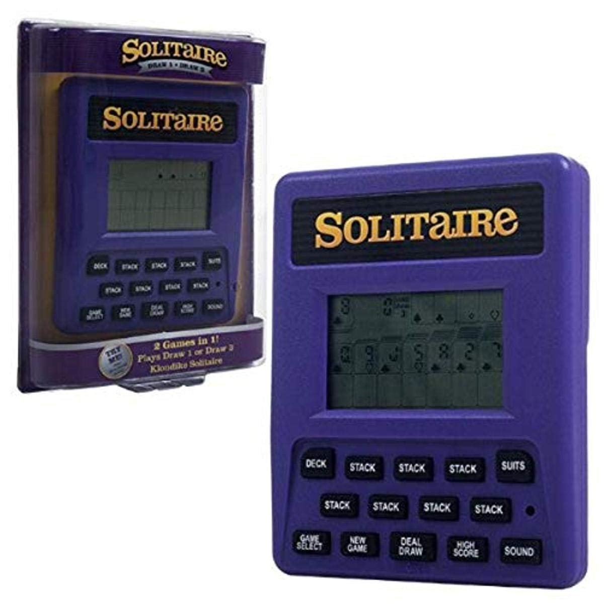 Trademark Poker Electronic Handheld Solitaire Game, Purple, 0.75" L x 3.375" W x 4.25" H