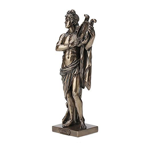 Veronese Design 10 Inch Greek God Apollo Playing Lyre Cold Cast Resin Bronze Finish Statue Home Decor