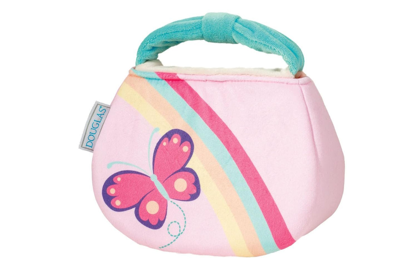 Baby Purse Playset Plush Stuffed Animal Set Butterfly Rainbow Crinkle Toy Set with Custom Name - 9 Inch