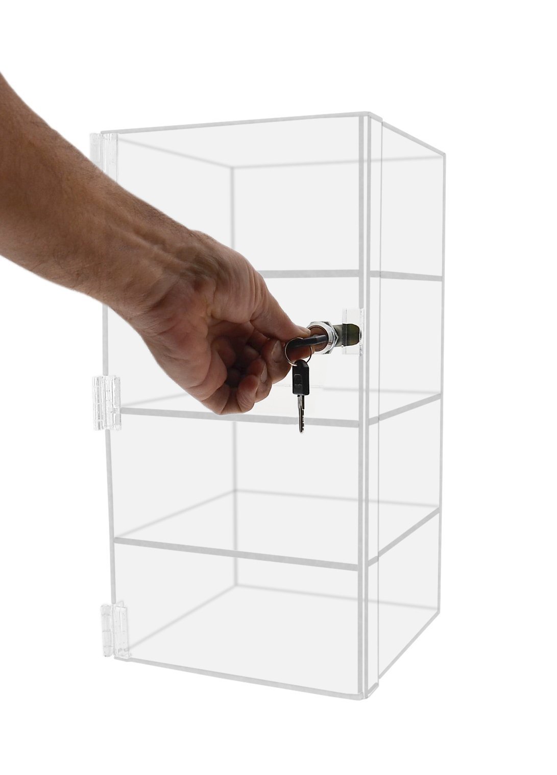 Marketing Holders Security Locking Case Bakery Pastry Cabinet Display with Lock and 2 Keys Acrylic Jewelry Show Case Stand 4 Shelf Cabinet