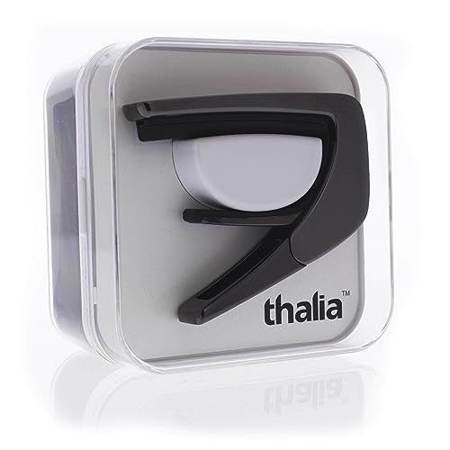 Thalia Guitar Capo for Acoustic and Electric - Exotic Series with Universal Human Touch Fret Pads - Premium Capo for Acoustic Guitar 6 and 12 String, Electric & Classical - Black Chrome - Whiskey Wing