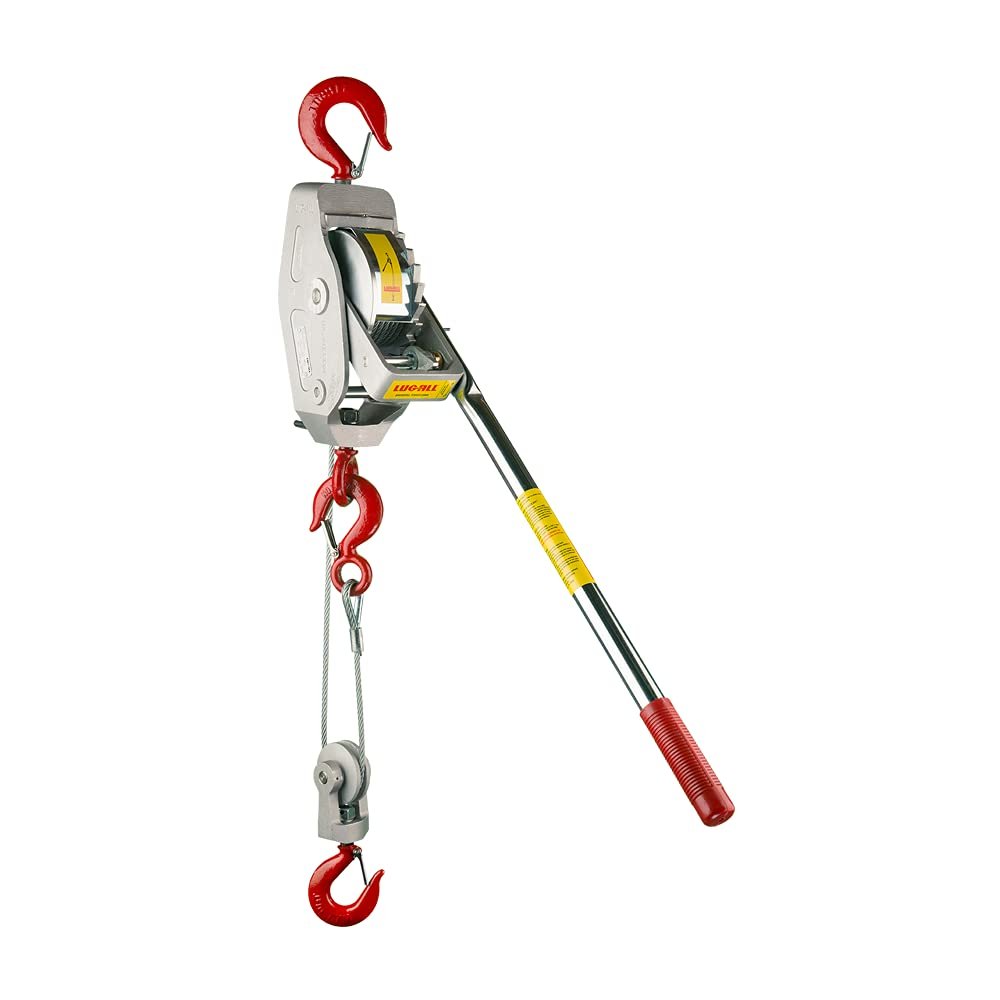 Lug-All 3000-30 Industrial-Grade Cable Come Along Ratchet Winch Hoist Featuring Double or Single Line Lift Capabilities With 1 1/2 Ton Capacity