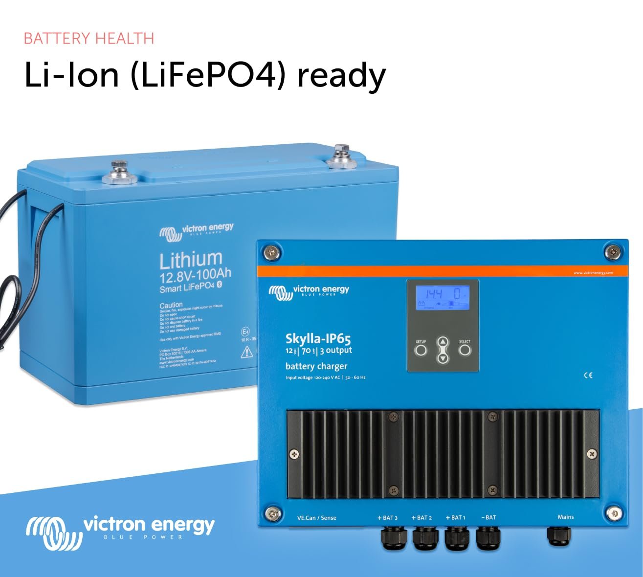 Victron Energy Skylla-IP65 12-Volt 70 amp 120-240VAC Battery Charger, 3 Isolated Outputs