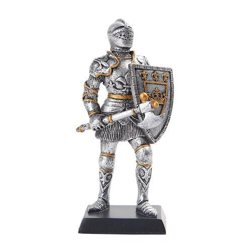 PTC 5 Inch Armored Medieval Knight with Axe and Shield Statue Figurine