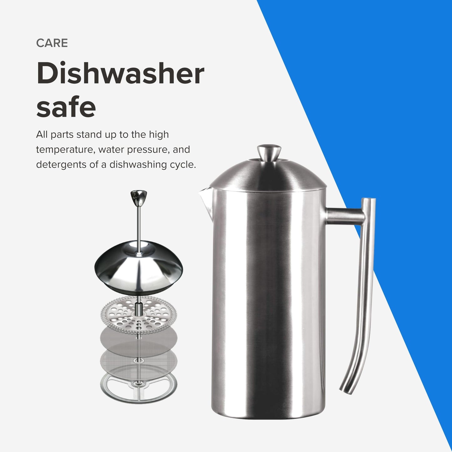 Frieling USA Double Wall Stainless Steel French Press Coffee Maker with Zero Sediment Dual Screen