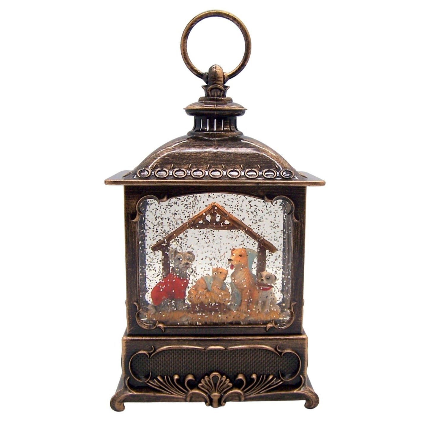 Roman Christmas Musical Dog Pageant Lantern, 8.75" H, Plastic, Battery Operated