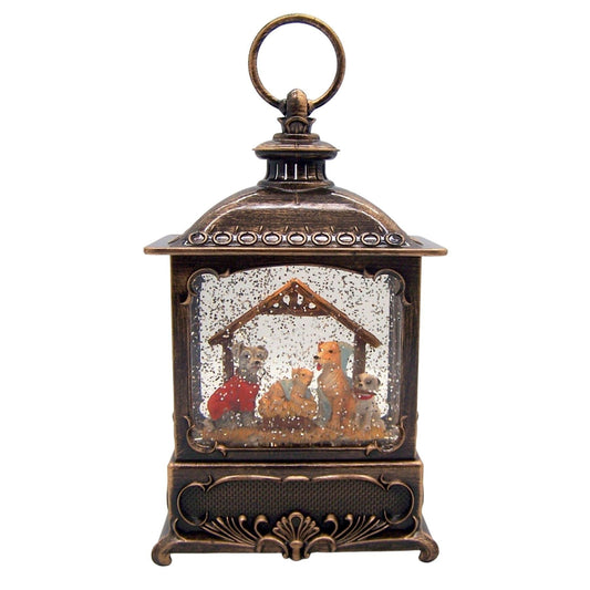 Roman Christmas Musical Dog Pageant Lantern, 8.75" H, Plastic, Battery Operated