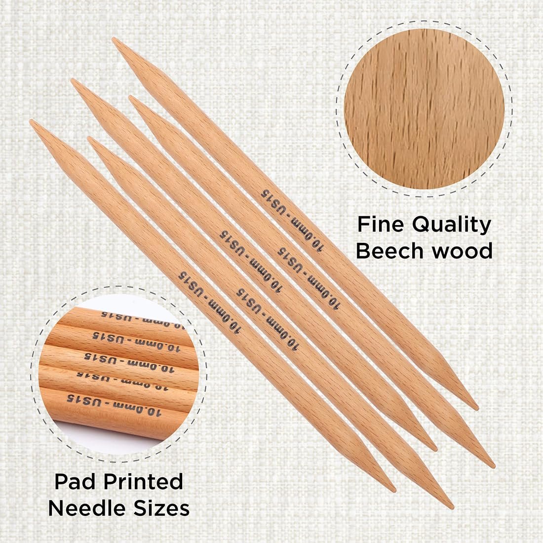 KnitPro Basix Beech Double Pointed Needles 8" (20cm)
