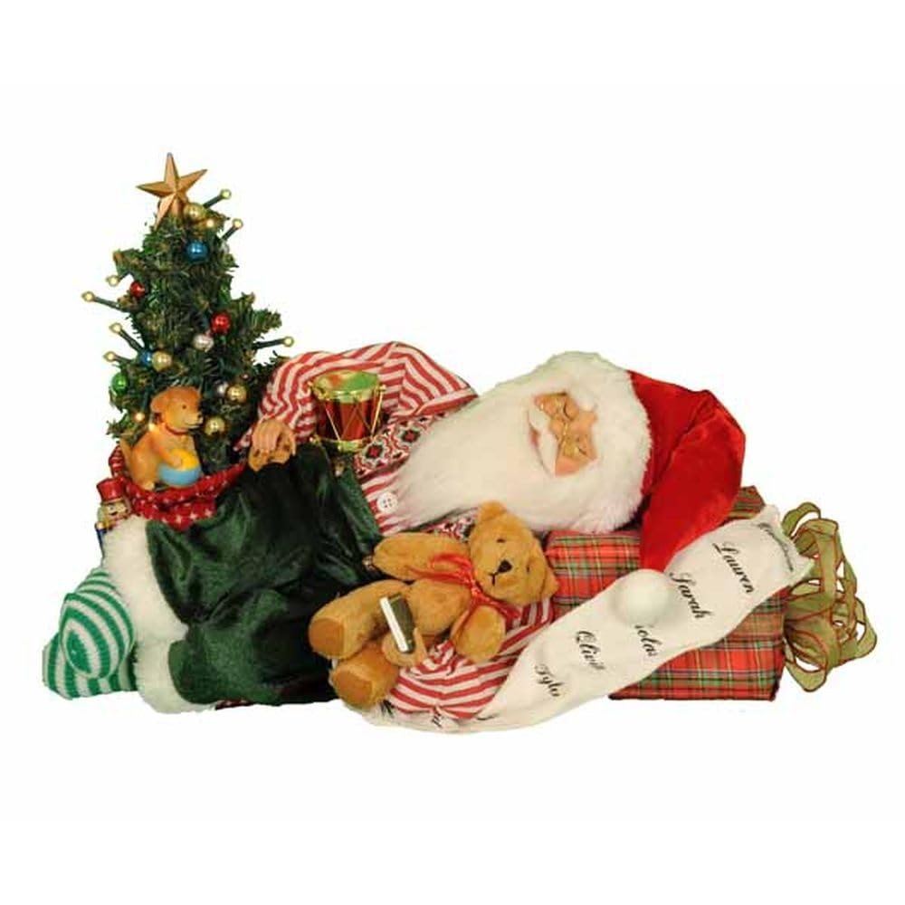 Karen Didion Originals Lighted Napping Santa Figurine, 17 Inches - Handmade Christmas Holiday Home Decorations and Collectibles