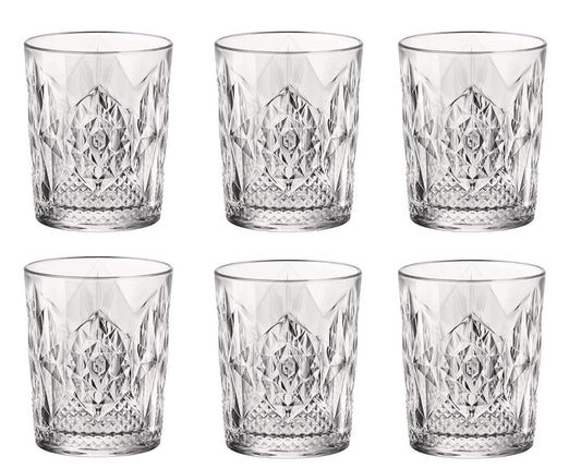 Bormioli Rocco Bartender Stone 13.25 oz. Double Old Fashioned DOF Drinking Glass, Clear, Set of 6