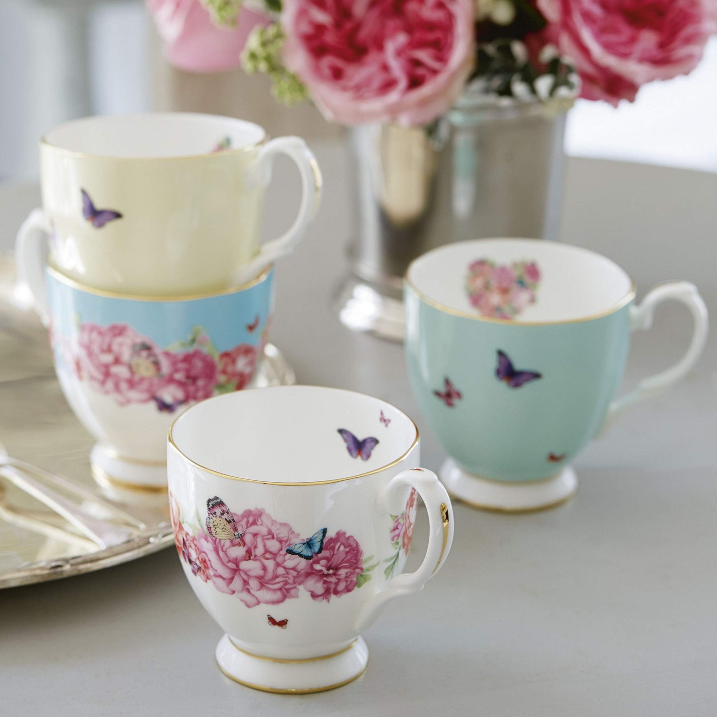 Miranda Kerr For Royal Albert Mixed Patterns Vintage Mug Set of 4