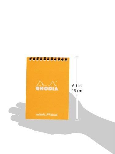 "Rhodia Notepad 4""x6"" Double Spiral dot grid, Micro Perforated, 80 Sheets orange, Pack of 3" (13503-3)